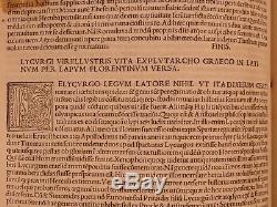 1491 Plutarque Vies Parallèles Incunable Cicéron Hannibal Platon Aristote Homer
