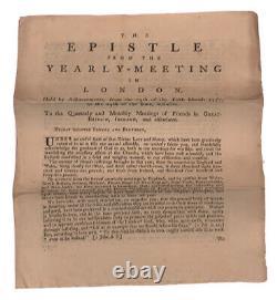 1777, Philadelphia Empreinte, Épître Quaker, Rencontre Annuelle Amis, Anti-esclavage