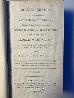 1795 Lettres Officielles Congrès Américain George Washington Deux Vol. 1er Royaume-uni