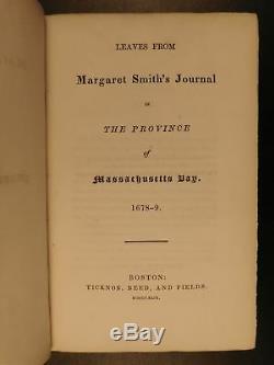 1849 Salem Sorcellerie Margaret Smith Journal Massachusetts Bay 1678 1st Ed