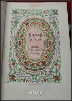 (1860) Silver Clasps Chromolithographs Gauffered Missel Bible Antique Gift