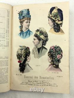 1876 Journal Des Demoiselles Mode Plaques Colorées À La Main Magazine Victorien