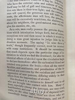 1888 Première édition Ivresse Alcoolisme Ivrogne Causes Résultats Remède Clum M. D