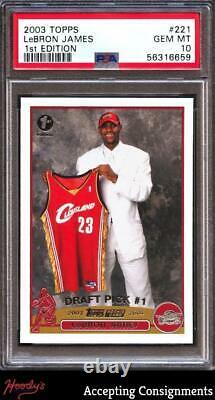 2003-04 Topps 1re Édition #221 Lebron James Rc Psa 10 Gem Mint Rookie Cavaliers