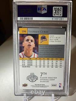 2009-10 Upper Deck First Edition Stephen Curry Rookie Card Rc #196 Psa 10 Gem Mt