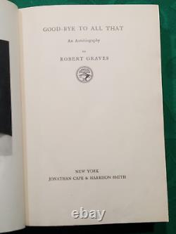 ADIEU À TOUT CELA par Robert Graves 1930 hc PREMIÈRE ÉDITION 1ère édition Collection