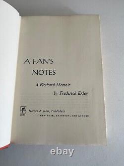 A Fan's Notes A Fictional Memoir By Frederick Exley 1ère 1968 Première Édition
