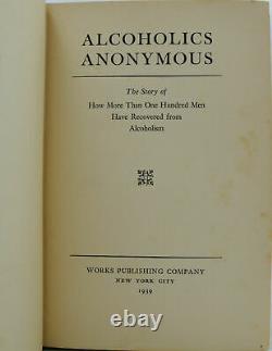 Alcoholics Anonymous Bill Wilson Première Édition 1ère Impression 1939 Aa Big Book