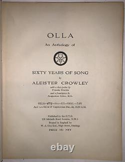 Aleister Croissance, Olla, 1946, Première Édition, 1 De 500, Poètre, Occult, Thelema