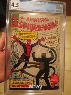 Amazing Spider-man #3 Cgc 4.5 1er Docteur Octopus + Origine! Une Torche Humaine Apparaît