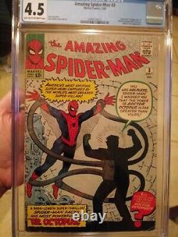 Amazing Spider-man #3 Cgc 4.5 1er Docteur Octopus + Origine! Une Torche Humaine Apparaît