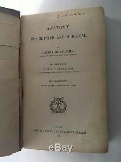 Anatomie Gray Descriptive & Surgical! (première Édition! 1858) Chirurgie Médicale Rare