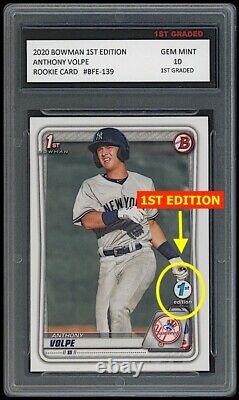 Anthony Volpe 2020 Bowman First Edition Topps 1er Graded 10 Yankees Rookie Card