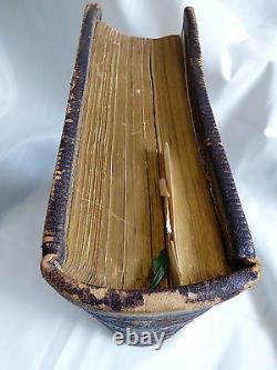 Antique Vtg Holy Catholic Bible Douay & Rheims 1800's. 22 Cuir Doré Kt Gold