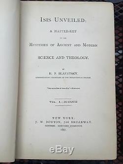 Blavatsky, Isis Dévoilé. Tout D'abord Édition Originale