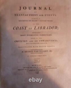 Cartwright's Journal 1792 Newfoundland Labrador 3 Volume Set Reliure Originale