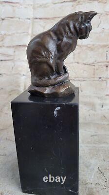 Collectionneur de statues en bronze et marbre de chats amoureux des félins.