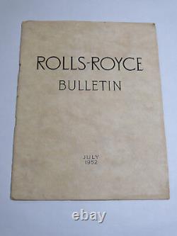 Ensemble original de premières éditions des bulletins Rolls Royce 1952 à 1957.