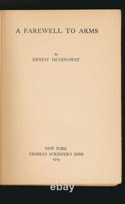 Ernest Hemingway A Farewell To Arms 1929 Première Édition Avec Avertissement