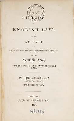 'George Crabb / Histoire du droit anglais ou une tentative pour retracer l'origine #75993'
