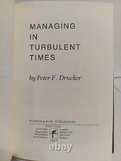 Gestion en temps turbulents Peter Drucker Signé 1980 Première édition Relié/Couverture rigide Très bon état
