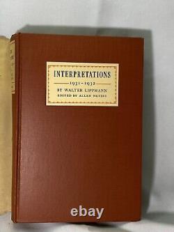 Interprétations par Walter Lippmann Première édition 1932 Livre vintage avec couverture