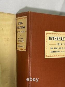 Interprétations par Walter Lippmann Première édition 1932 Livre vintage avec couverture