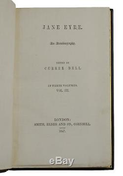 Jane Eyre Par Charlotte Brontë Première Édition 1st Printing 1847 Currer De Bell