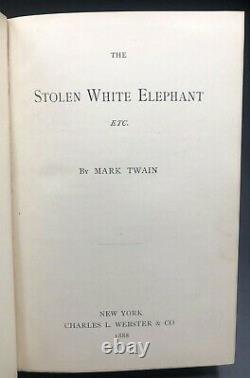L'éléphant Blanc Volé Mark Twain Première Édition Impression Précoce 1888 Nice
