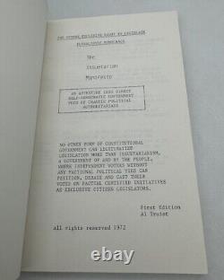 Le Manifeste Issuetarien, par Al Truist 1972 Première Édition LIVRE LIBERTARIEN RARE