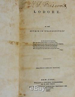 Lodore Par Shelley Première Édition Mary 1835 Frankenstein 1st Us Feminist