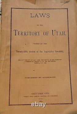 Lois du territoire de l'Utah, 1882, Mormon