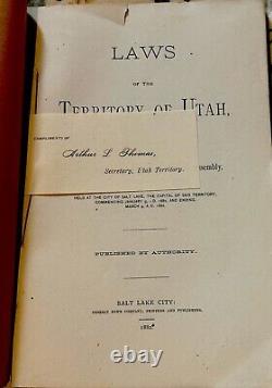 Lois du territoire de l'Utah, 1882, Mormon