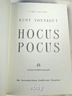 PREMIÈRE ÉDITION SIGNÉE Franklin Library HOCUS POCUS Kurt Vonnegut 1990 EN CUIR MNT