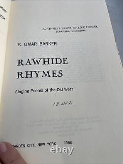 Poèmes de Rawhide par S. Omar Barker, édition reliée avec jaquette, 1968