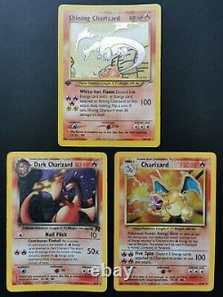 Pokémon Tcg Ensemble De 3 Cartes Holo Charizard Rares Brillant, Sombre Et Original Base