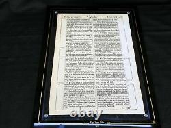 Premier Roi D'editon James Bible Premier Feuille D'édition De 1611 Avec Coa Framed S. Marke