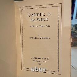 Première Édition 1941 Bougie Dans Le Vent Par Maxwell Anderson