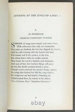 Première Édition H. Rawnsley Sonnets Aux Anglais Lakes Longmans, Green 1881