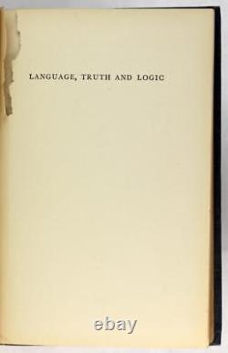 Première édition 1936 Langage Vérité et Logique Alfred Ayer Positivisme Logique Relié