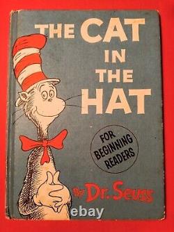 REGARDEZ! RARE 1ère édition/1er tirage propre du Dr Seuss Le Chat Chapeauté 1957 Waouh