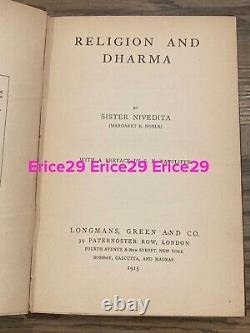 RELIGION ET DHARMA RARE par Sister Nivedita Première Édition 1915