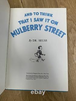 Rare 1937 Book Club And To Think That I Saw It On Mulberry Street Dr Seuss