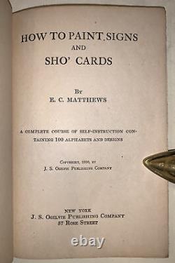 Rare In Dj, How To Paint Signs And Sho' Cards, Matthews, 1920, First Ed