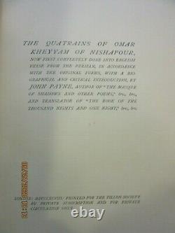 Rare Première Édition Quatrains Of Omar Kheyyam Book Handsigné #11 John Payne 1898