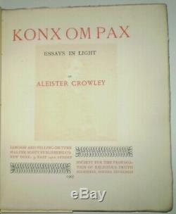 Signé & Numérotant, 1907, Première Édition, Konx Om Pax, Par Aleister Crowley, Occulte