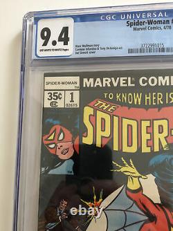 Spider-woman 1 Cgc Grade 9.4 Owithw Pages 1978 Marvel Comics Nouvelle Histoire D'origine