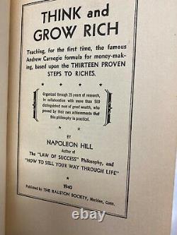 Think And Grow Rich Napoleon Hill 1940 Ralston Society 1re Édition 7e Édition Impression
