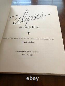 Ulysses Limited Editions Club Signé Par James Joyce, Henry Matisse 1935 Menthe