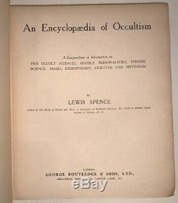Une Encyclopedie De Occultisme, Par Lewis Spence, 1920, 1er Ed, Magic, Démonologie